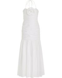Carolina Herrera - Ruched Cotton-blend Halter Maxi Dress - Lyst