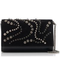 Christian Louboutin - Paloma Spike-embellished Suede, Leather Clutch - Lyst
