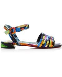 Christian Louboutin - Exclusive Riviera Sweet Disco Jane Printed Satin Sandals - Lyst