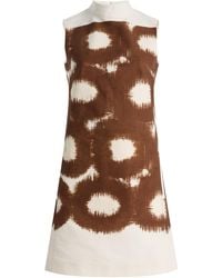 Prada - Printed Cotton-Canvas Mini Dress - Lyst