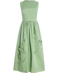 Oscar de la Renta - Exclusive Riviera Floral-Appliquéd Cotton Midi Dress - Lyst