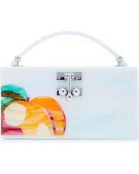 Edie Parker Mini Trunk Peachy Inlay Top-handle Bag - White