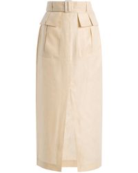 Matthew Bruch - Linen Midi Cargo Skirt - Lyst