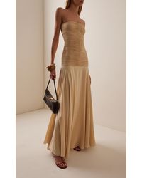 Silvia Conde OlivánxAmeri SHEER TOP Silvia Tcherassi Serenela Open-Shoulder Silk-Blend Maxi Dress in