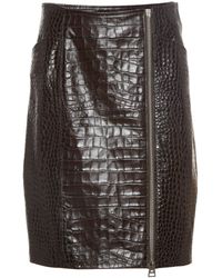 Tom Ford - Side-zip Croc-embossed Leather Mini Skirt - Lyst