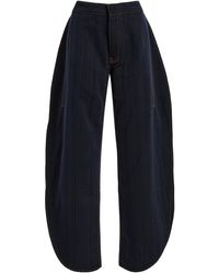 Alaïa - High-Rise Wool Barrel-Leg Pants - Lyst