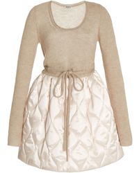 Miu Miu - Quilted Nylon And Mohair-Blend Mini Dress - Lyst
