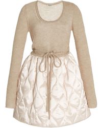 Miu Miu - Quilted Nylon And Mohair-blend Mini Dress - Lyst