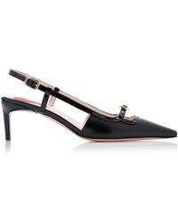 Roger Vivier - Mini-Buckle Leather Slingback Pumps - Lyst