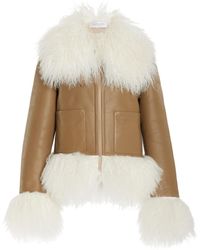 Michael Kors - Shearling-trimmed Leather Moto Jacket - Lyst