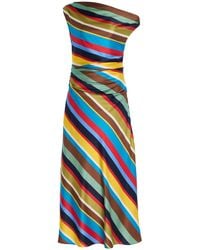 STAUD - Phare Off-The-Shoulder Striped Silk Maxi Dress - Lyst