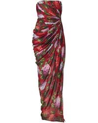 Carolina Herrera - Draped Hydrangea-Printed Chiffon Gown - Lyst