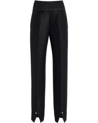 Brandon Maxwell - The Beatrix Cufflink-Detailed Wool-Silk Straight-Leg Pants - Lyst