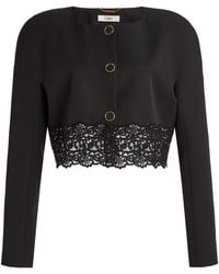 Chloé - Lace-Trimmed Wool Grain Du Poudre Jacket - Lyst