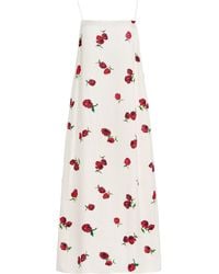 KHAITE - Sicily Printed Silk Midi Dress - Lyst
