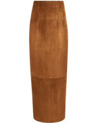 KHAITE - Loxley Suede Maxi Skirt - Lyst