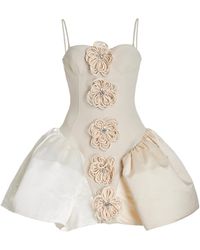 Harbison - Flora Cyclone Embellished Knit-satin Bustier Mini Dress - Lyst