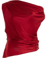 STAUD - Phare Draped Stretch-silk Top - Lyst