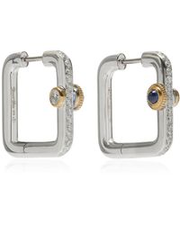 Yvonne Léon - 9k White Gold, Diamond And Sapphire Earrings - Lyst