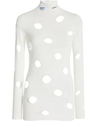 Prada - Distressed Jersey Turtleneck Top - Lyst