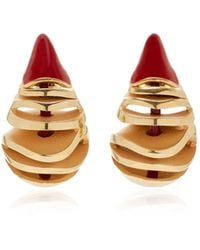 Bottega Veneta - Enameled 18k Gold-pleated Sterling Silver Earrings - Lyst