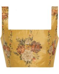 Agua Bendita - Amanda Floral Taffeta Cropped Top - Lyst
