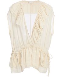 Dries Van Noten - Cally Bis Ruffled Mousseline-Ramie Top - Lyst