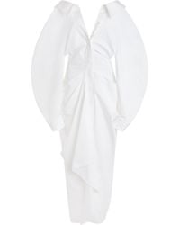 Givenchy - Off-The-Shoulder Cotton Poplin Midi Shirt Dress - Lyst