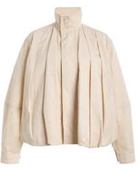 Lemaire - Pleated Cotton Satin Blouson Jacket - Lyst