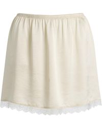 Leset - Barb Lace-Trimmed Satin Mini Skirt - Lyst