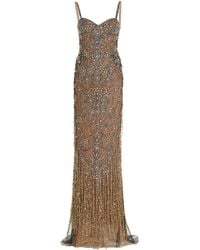 Marchesa Sequin And Crystal-embroidered Tulle Gown - Black
