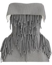 Maticevski - Utility Fringed Crinkled Crepe Strapless Peplum Top - Lyst