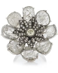 Amrapali - One Of A Kind 18k White Gold Large Flower Diamond Ring - Lyst