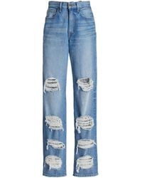 Brandon Maxwell - The Rayssa Distressed Straight-leg Jeans - Lyst