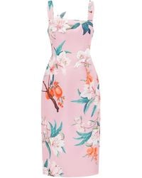 LEO LIN - Larissa Printed Crepe Midi Dress - Lyst