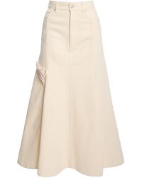 Erdem - Fluted Denim Midi Skirt - Lyst