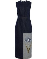 Erdem - Embroidered Fluted Cotton Midi Dress - Lyst