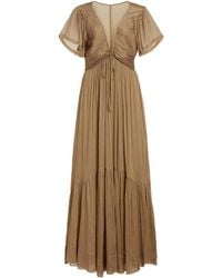 Isabel Marant - Agathe Tie-detailed Cotton-silk Maxi Dress - Lyst