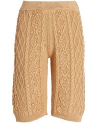 Loulou Studio Musa Cable-knit Stretch Silk-linen Bike Shorts - Yellow