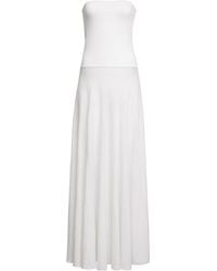 Alaïa - Strapless Linen Maxi Dress - Lyst