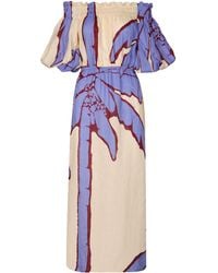Johanna Ortiz - Harbor Hues Off-The-Shoulder Linen Midi Dress - Lyst