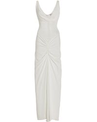 Christopher Esber - Fusion Fold Knit-detailed Ruched-crepe Maxi Dress - Lyst