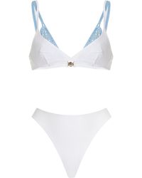 DES_PHEMMES - Exclusive Crystal-embellished Layered Bustier Bikini Top - Lyst