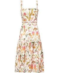 Agua Bendita - Nispero Embroidered Floral Cotton Midi Dress - Lyst