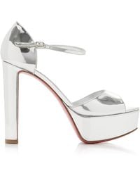 Christian Louboutin - Sandaloo 130mm Mirrored Leather Platform Sandals - Lyst