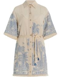 Zimmermann - Ottie Woven Cotton Mini Shirt Dress - Lyst