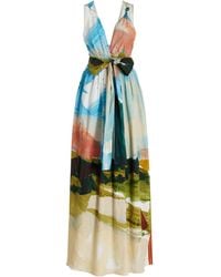 Oscar de la Renta - Landscape-printed Cotton Maxi Dress - Lyst
