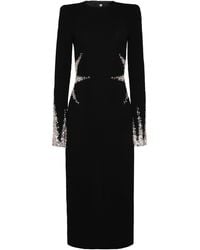 Naeem Khan - Crystal Embellished Crepe Long Sleeve Midi Dress - Lyst