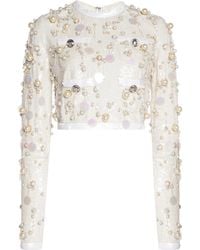 Giambattista Valli - Pearl-embellished Crop Top - Lyst