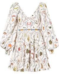 Agua Bendita - Honor Encaje Ruffled Cotton Mini Dress - Lyst